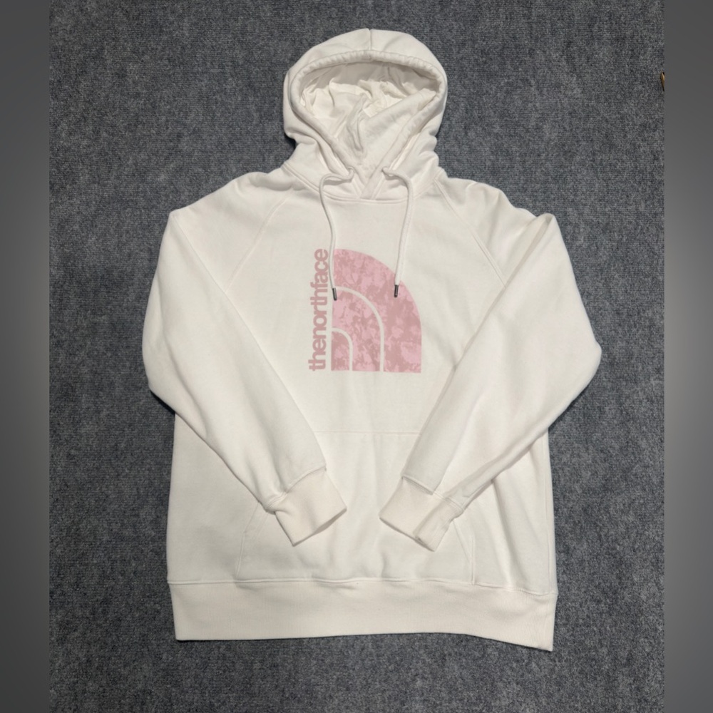 The North Face Women’s Jumbo Half Dome Pullover Hoodie, White Pink, Size L
